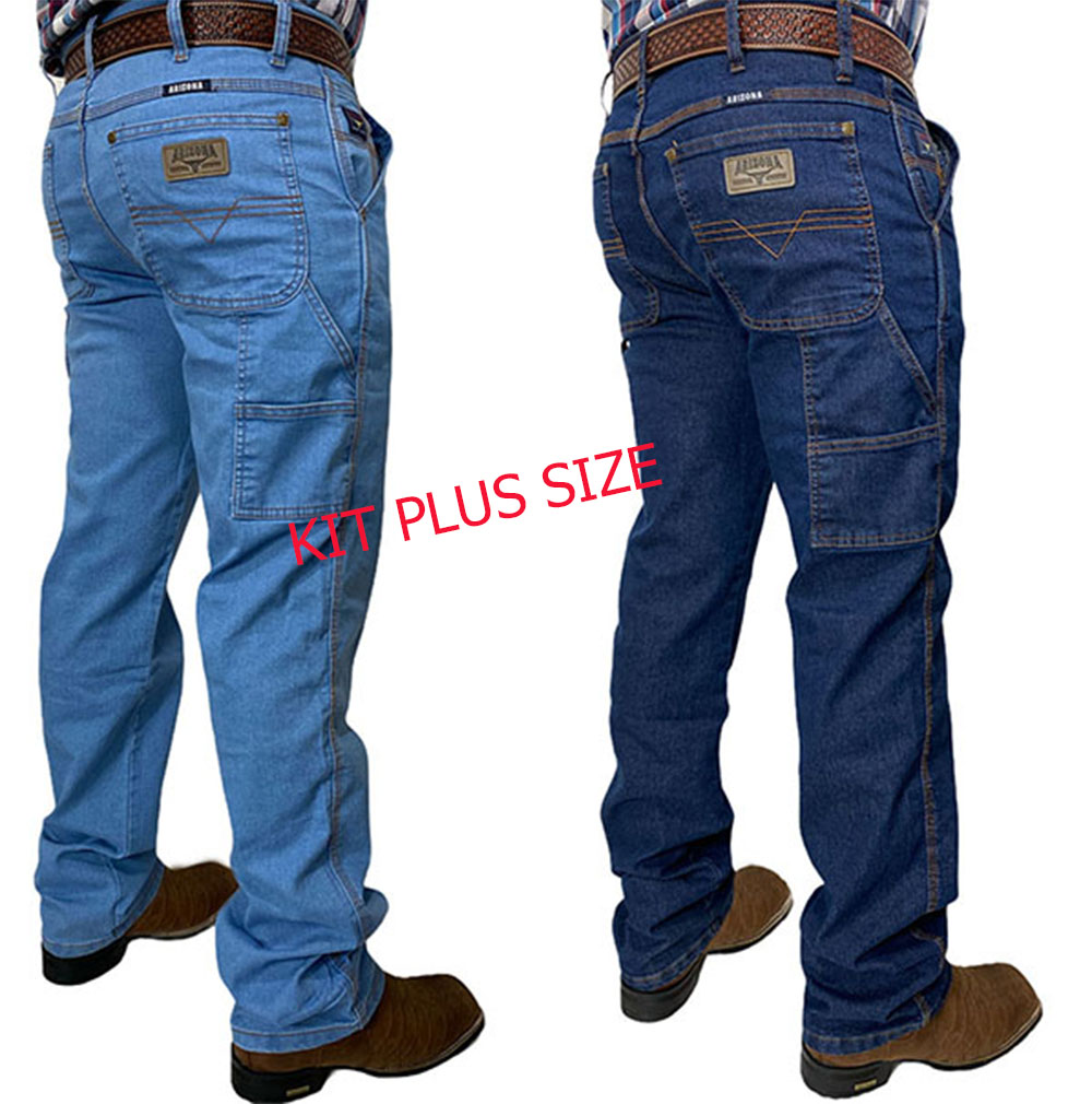 Combo Kit de Calças Jeans Plus Size Country Masculina Carpinteira Arizona