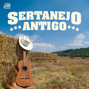 Capa da playlist Sertanejo Antigo com simbolismos da música country brasileira.