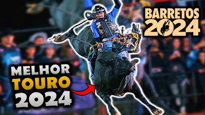 Montaria em touros no rodeio, destacando o campeão da PBR Brasil 2024 em Barretos.