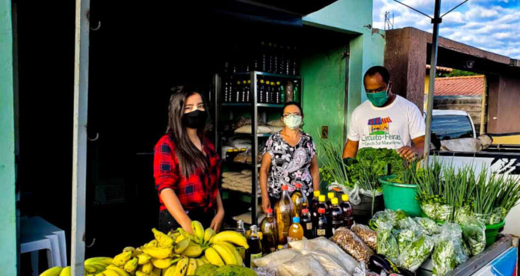 Alimentação saudável no campo com produtos frescos e locais