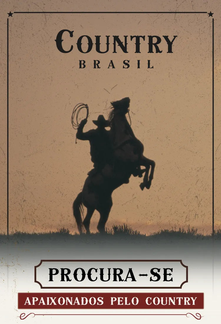 Uma cena vibrante da cultura country com pessoas vestindo roupas típicas de cowboy, dançando ao som de uma banda country em um ambiente rural.