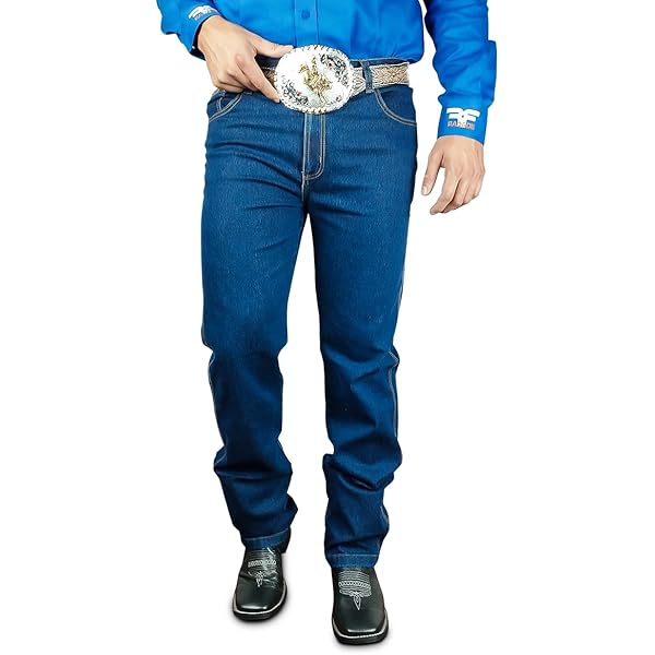 Calça country masculina tradicional em estilo cowboy com detalhes para rodeio.