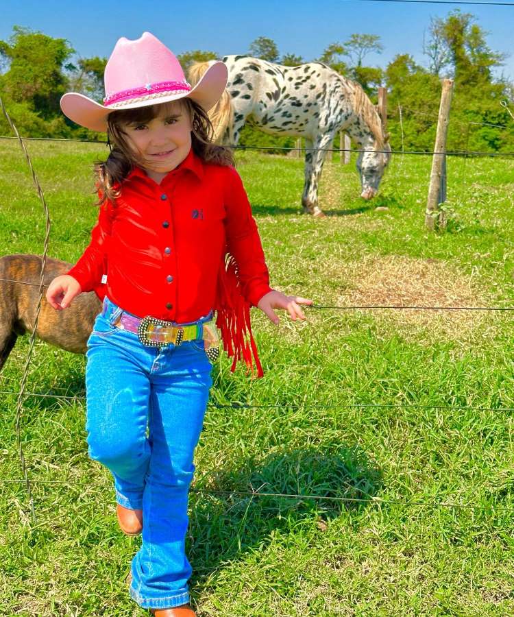 Conjunto de roupas típicas country com chapéu de cowboy e botas de couro