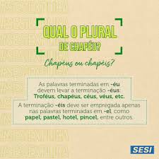 SESI RN on X: "Chapéus ou Chapéis?🤨 Ficou na dúvida sobre o plural da palavra chapéu? Se liga na nossa série #SESIExplica e confira esta dica de português. https://t.co/UEPEQNGssI" / X