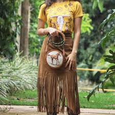 Saia Cowboys Marrom com Franjas