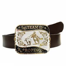 Cinto Country Cowboy Masculino Em Couro Legítimo Com Fivela Team Roping SC53