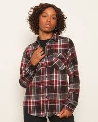 Camisa Feminina Flanelada Com Bolsos Xadrez Vermelha M