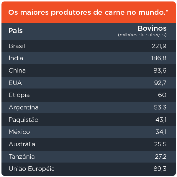 Saiba quem são os maiores produtores de carne no mundo