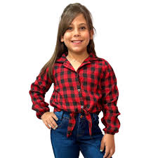 Blusa Xadrez Feminina Juvenil Infantil Com Amarração Menina Moda Country Festa Junina