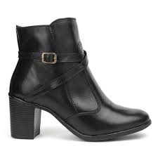 Bota Feminina Salto Alto Coturno Couro Detalhe Transpassado Frontal Firenze Preto | ROTA SHOES