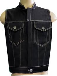 Colete De Jeans Masculino Preto Para Motociclista