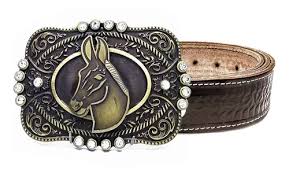 Cinto Country Mula Couro Legitimo Cowboy Com Fivela Grande