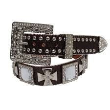 Cinto Feminino Arena Café Fivela Quadrada Strass De Cruz