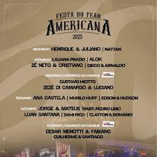 Confira a line-up oficial da Festa do Peão de Americana 2025! Os artistas confirmados já garantem que essa edição será histórica! 🎤 06 de junho Henrique & Juliano | Nattan 🎤 07