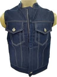 Colete De Jeans Masculino Azul Para Motociclista