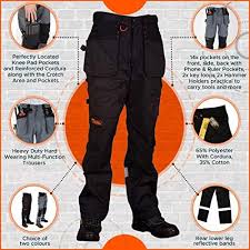 Calça masculina de trabalho pesada com vários bolsos e reforço de cordura com costura tripla, Preto, 36W x 29L : Amazon.com.br