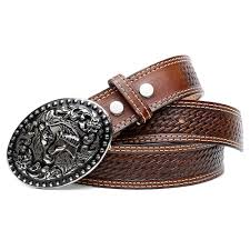 Cinto Country 100% Em Couro Legítimo Escamado + Fivela Cavalo Prata Cód.: 177