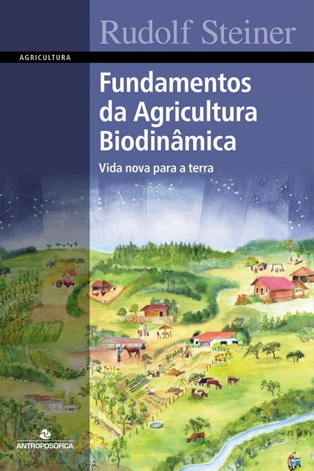 Campo cultivado com práticas de agricultura biodinâmica, mostrando fileiras de plantas saudáveis sob um céu azul.