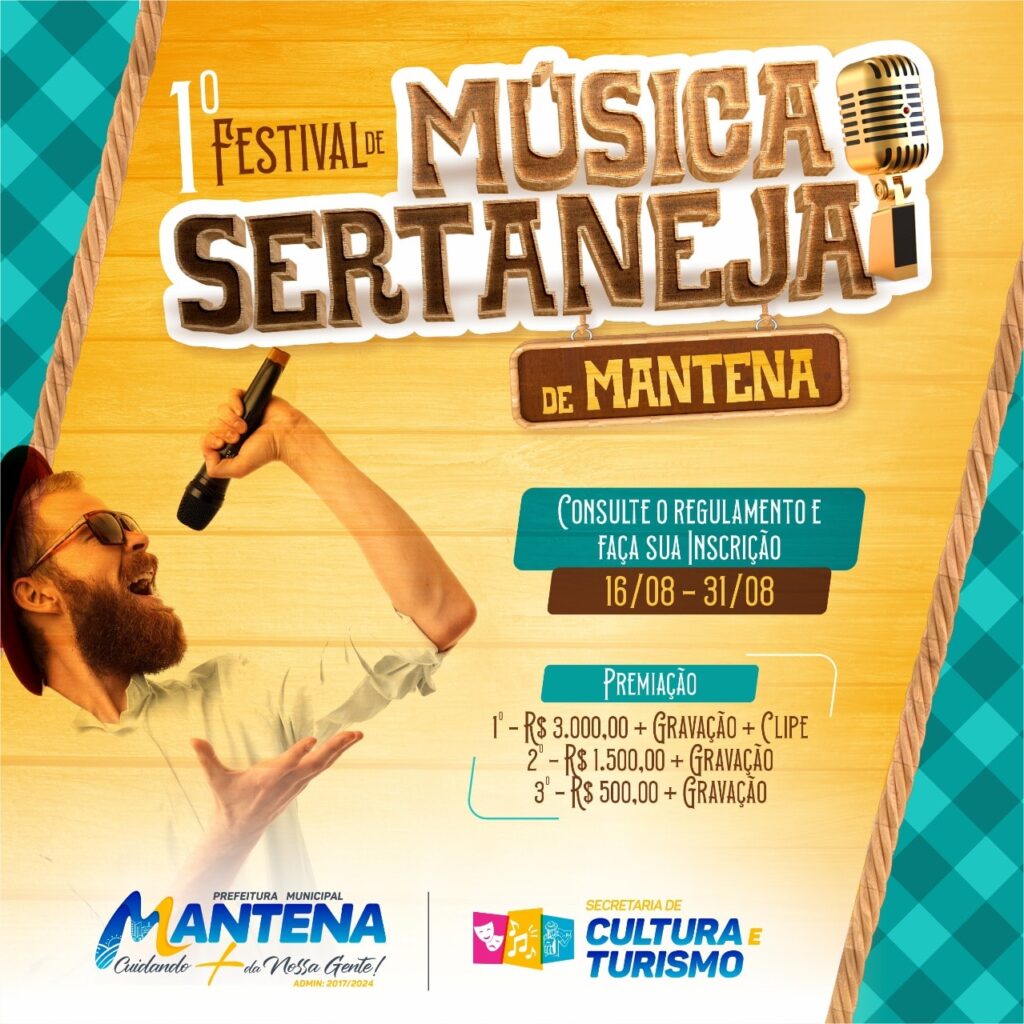 Público animado no festival de música sertaneja com bandeirinhas coloridas e artistas no palco.