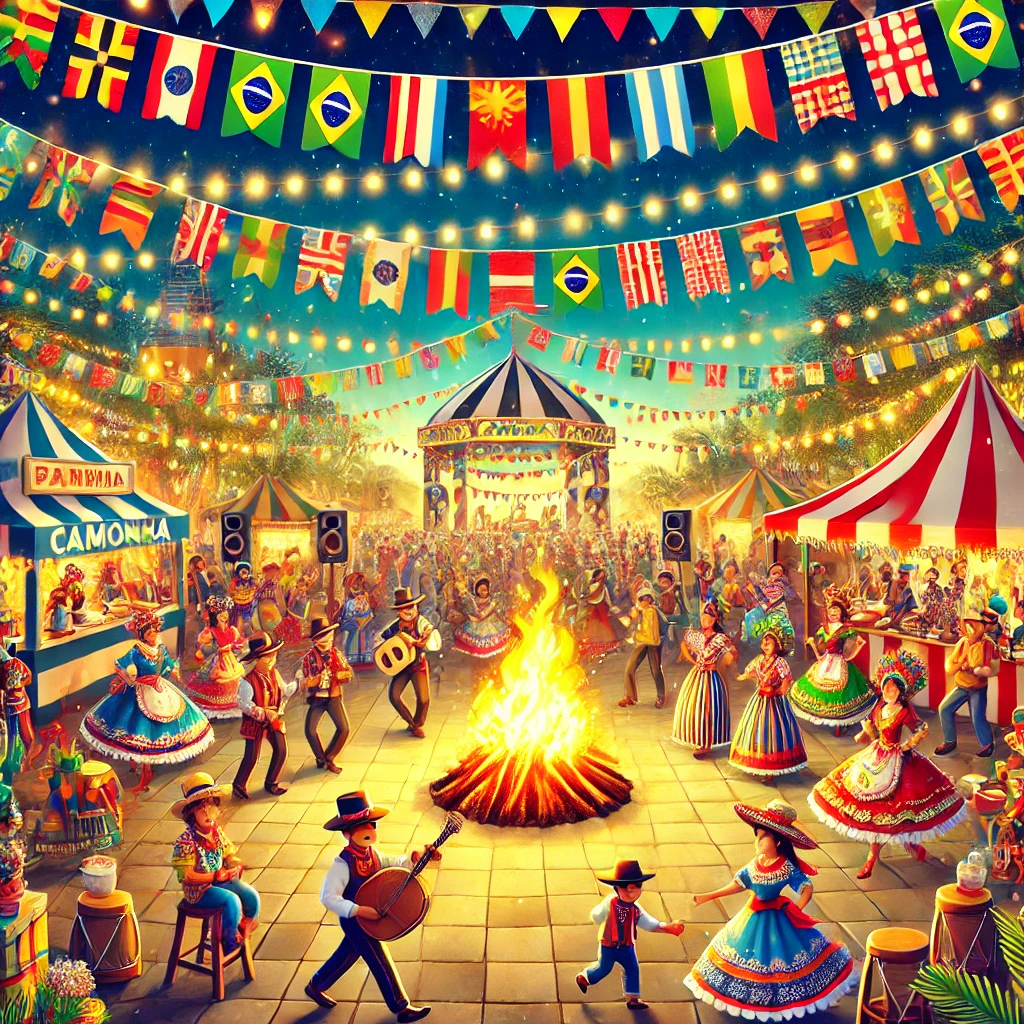 Festa Agostina com pessoas dançando e se divertindo em um ambiente rural.