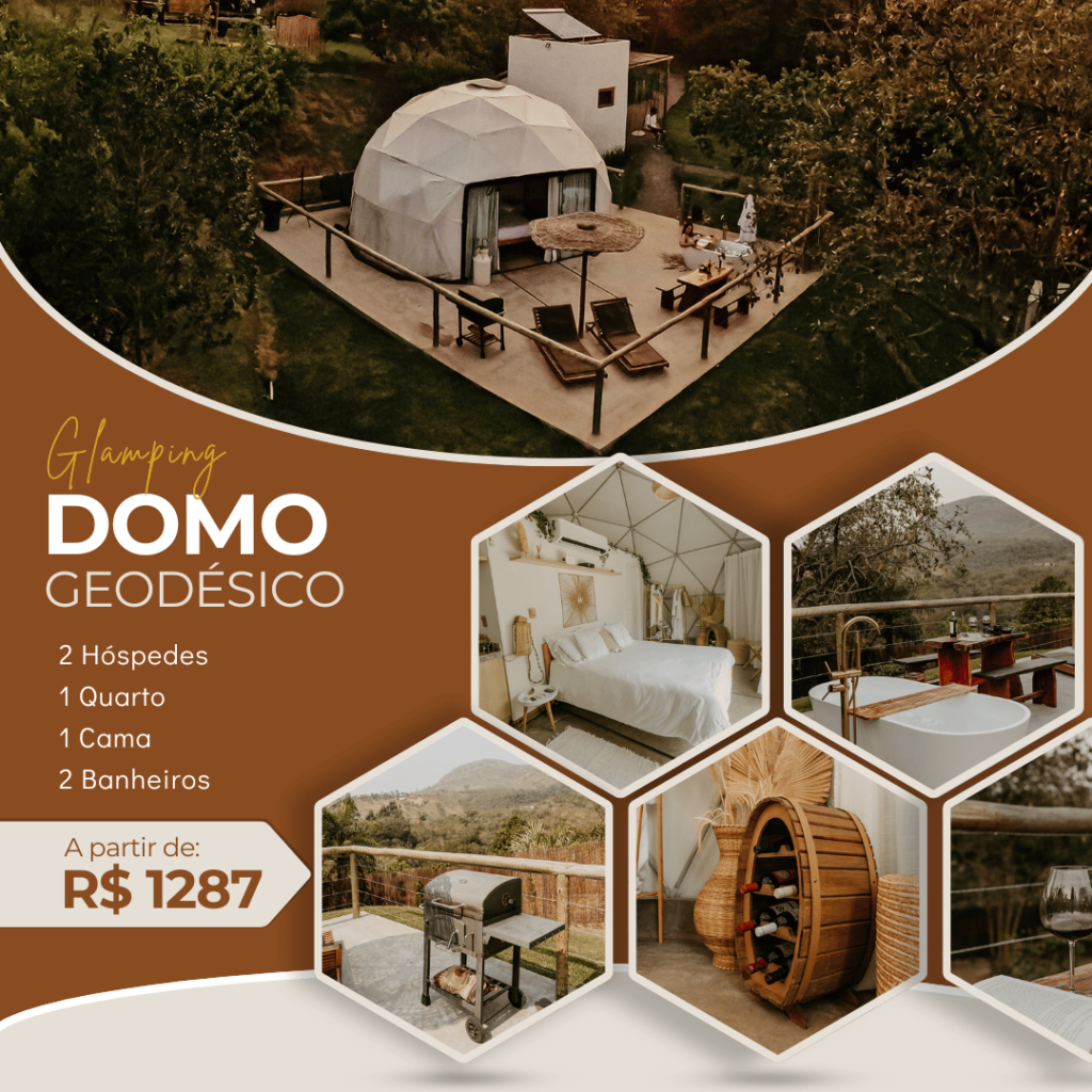 Domo Geodésico no interior do Brasil rodeado pela natureza.