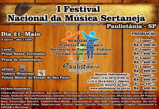 Público animado em um Festival de Música Sertaneja, com bandeirinhas decorativas e apresentações ao vivo em um palco iluminado.