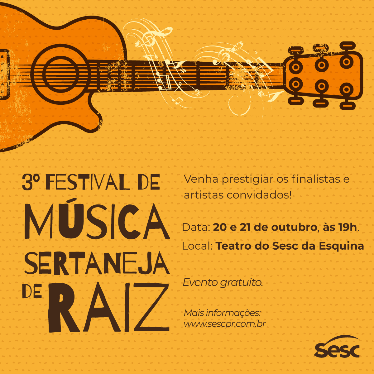 Festival de Música Sertaneja reunindo artistas country e elementos da cultura sertaneja.