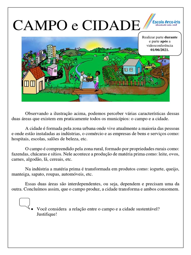 Imagem representativa da conexão entre cidades e o campo, mostrando a integração da vida rural e urbana.