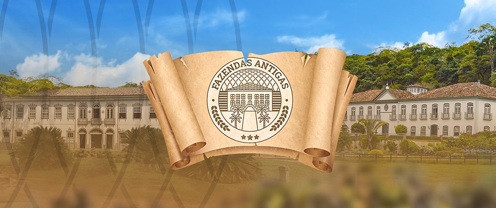 Vista panorâmica de uma fazenda histórica no Brasil com arquitetura colonial