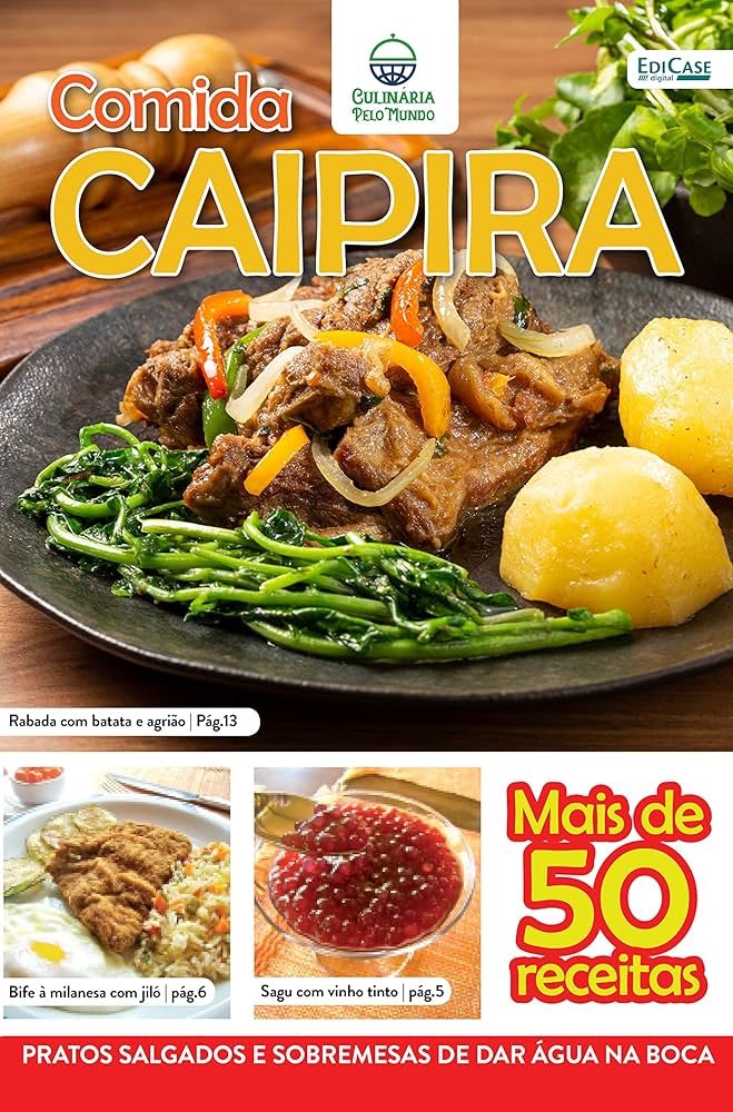 Prato de comida caipira recheado com pratos típicos da culinária rural brasileira, incluindo feijão tropeiro, polenta e frango caipira.