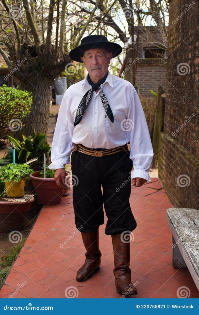 Roupas típicas de fazenda da Argentina, ressaltando o estilo e conforto no campo.