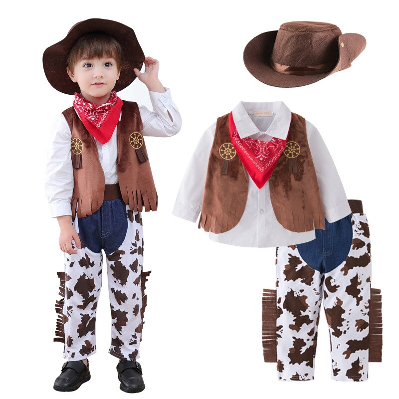 Fantasia infantil de vaqueiro com 5 peças, celebrando o estilo country