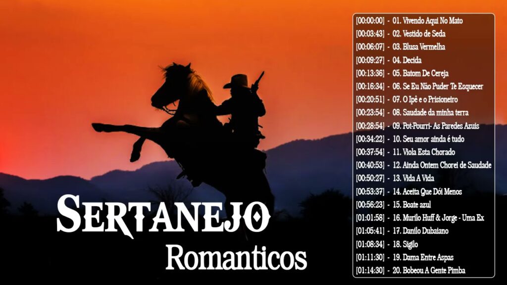 Capa da coletânea de músicas românticas sertanejas, destacando a essência do amor no sertanejo.
