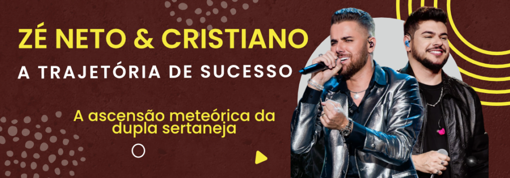 Zé Neto e Cristiano durante um show de música sertaneja, com público animado ao fundo.