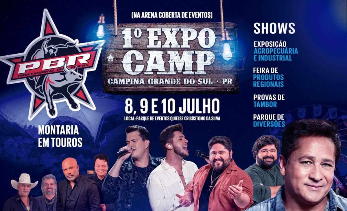 Imagem de rodeio com competidores montando touros em Campina Grande do Sul