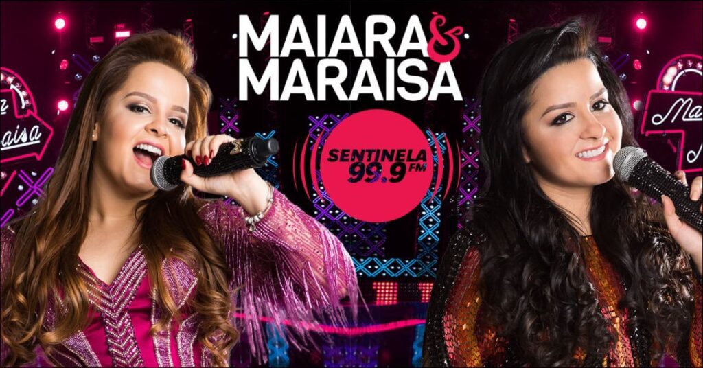 Maiara e Maraisa em uma apresentação ao vivo, representando a força da música sertaneja feminina no Brasil
