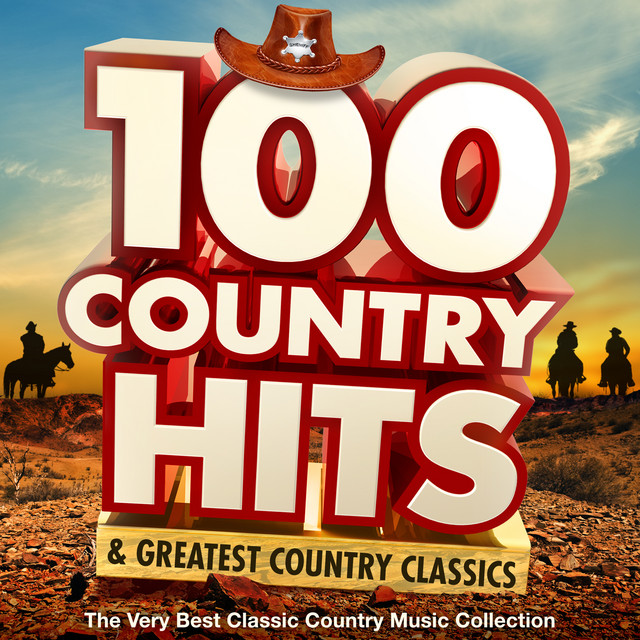 Capa do álbum '100 Country Hits & Greatest Country Classics' com uma paisagem rural ao fundo.