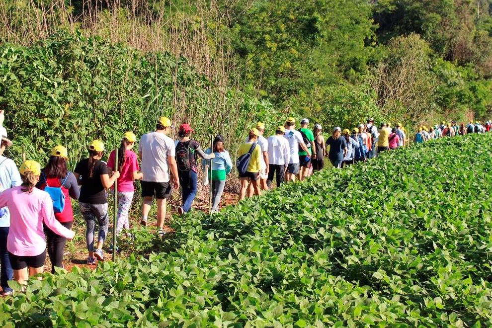 Caminhada em trilhas rurais, mostrando a beleza da natureza e a cultura country