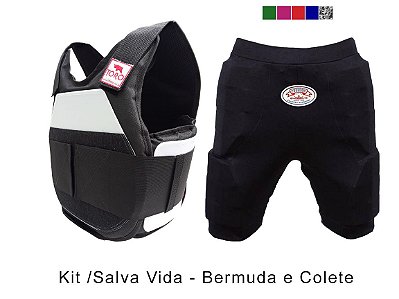 Coletes de proteção para rodeio masculino em destaque.