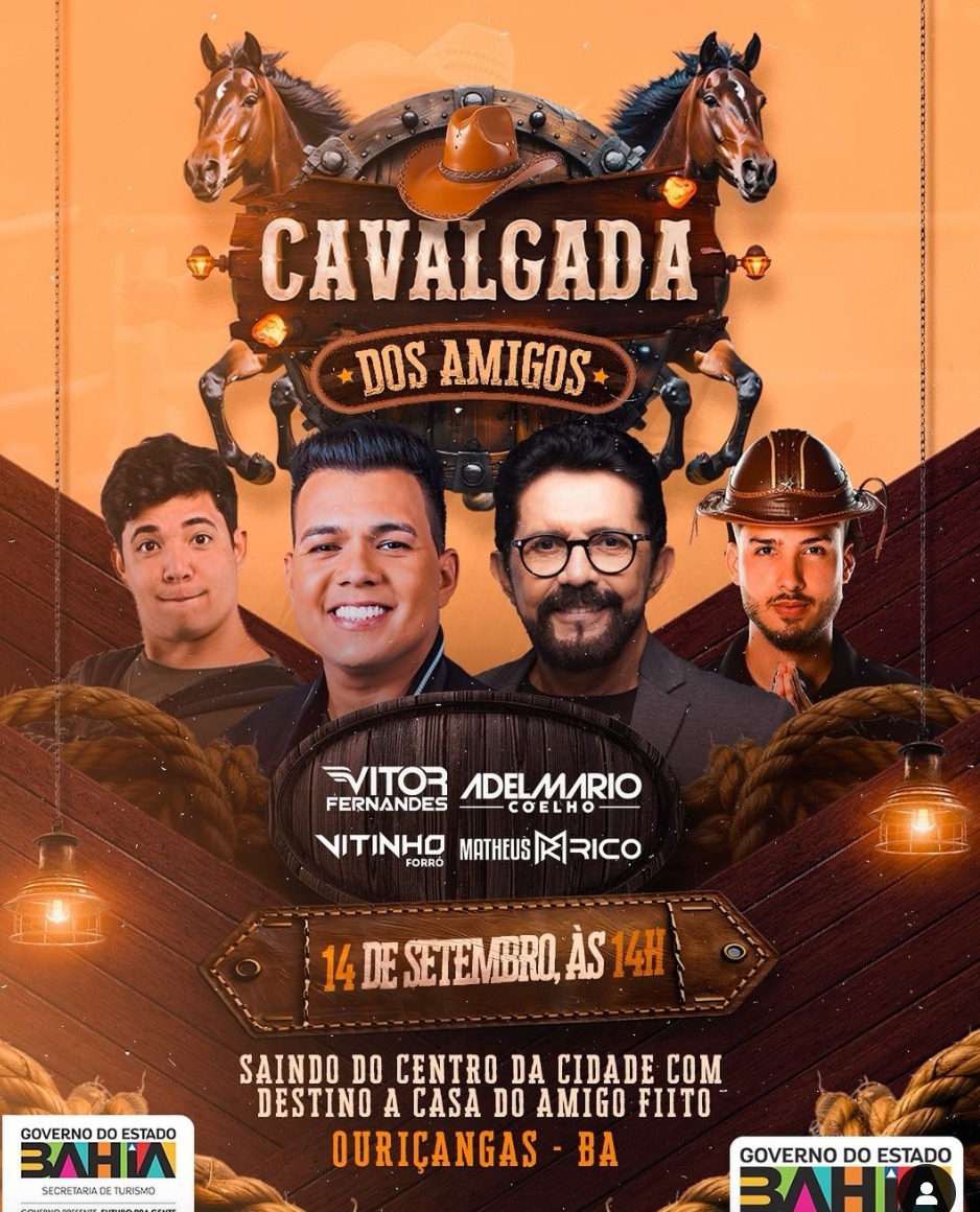 Cavalgada com amigos em um cenário rural