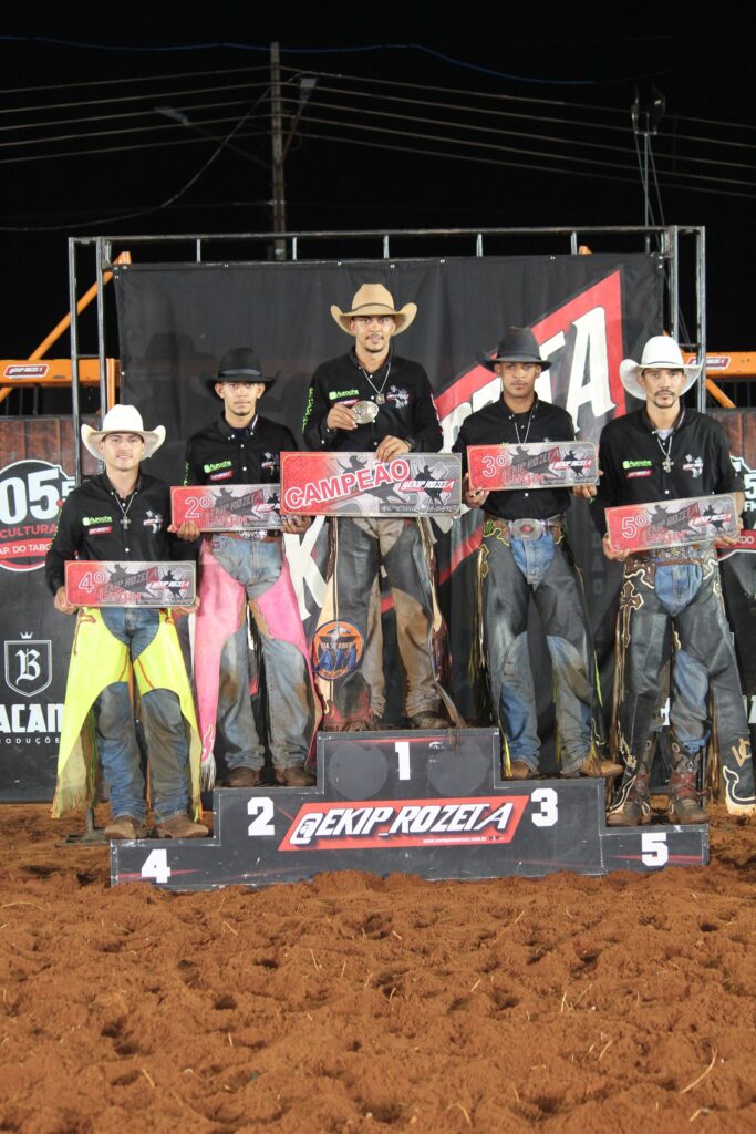 Um cowboy montando um touro em um evento de rodeio, representando a essência da competição country.