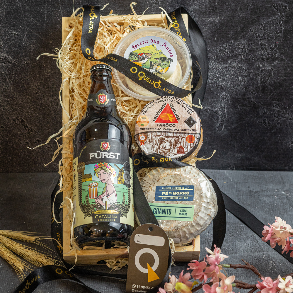 CESTA DE PRESENTE - 3 QUEIJOS + CERVEJA ARTESANAL - O QUEIJÓLATRA - Trem Bom de Minas