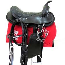 Sela de cavalo americana preto simples completa com freio inox E baixeiro