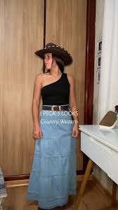 Looks Country Western: Estilo com Saia Longa Jeans