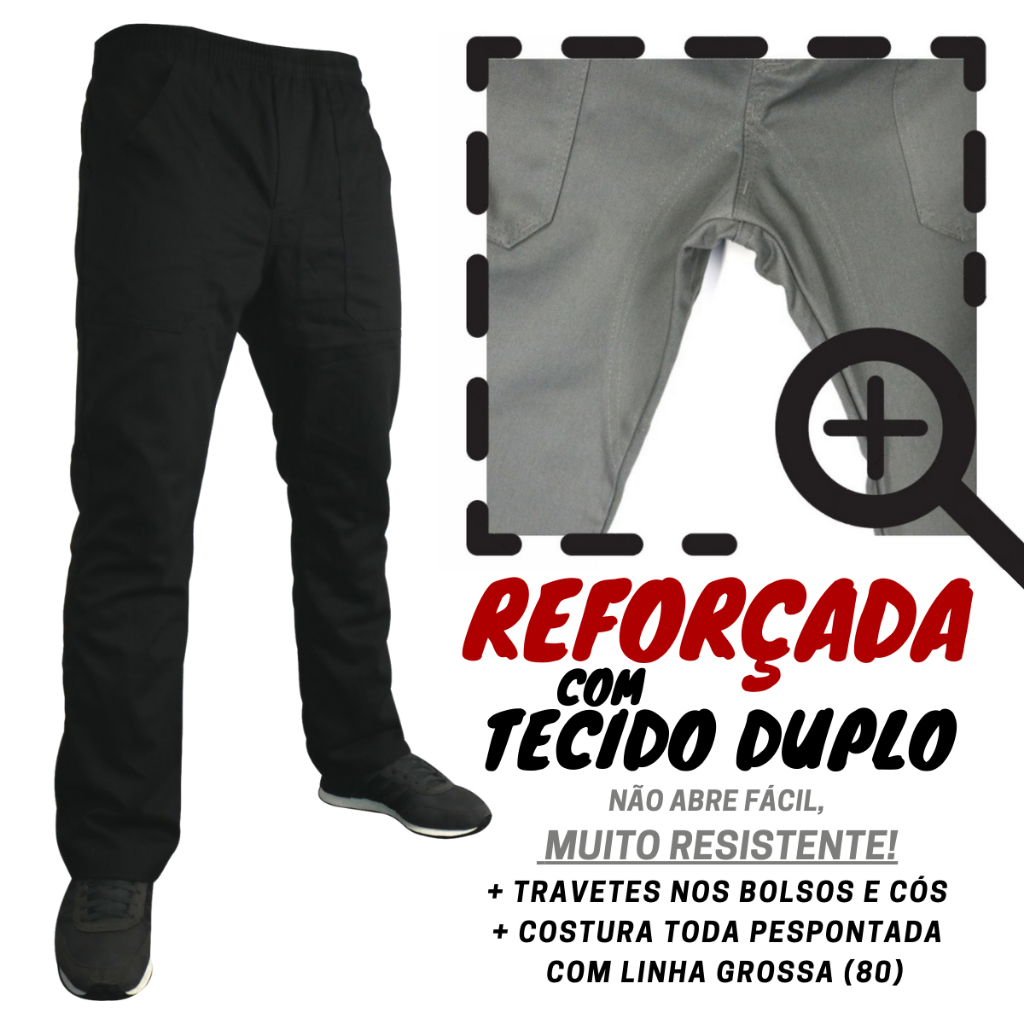 Calça Reforçada Brim Pesado Uniforme Profissional Construção Civil Trabalho Pesado