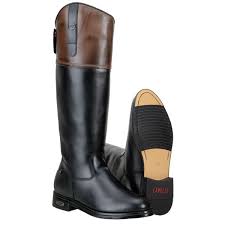 Bota Hípica Montaria Masculina Em Couro Preto Pinhão