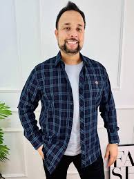 Camisa Masculina Xadrez Premium - P - Azul-médio