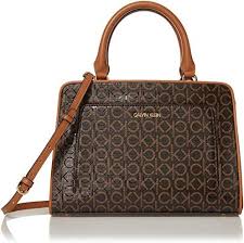 Calvin Klein Bolsa com logotipo texturizado Margot, Marrom/cáqui/caramelo em relevo, One Size | Amazon.com.br
