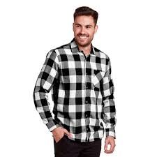 Camisa Xadrez Masculino Flanelado Manga Longa - Daze Modas, Branco, Pr