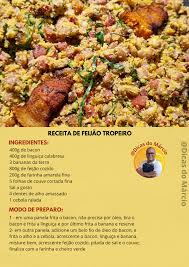 Receita de feijão tropeiro, simples e qualquer pessoa faz Ingredientes 400g de bacon 400g de linguiça calabresa 3 bananas da terra 800g de feijão cozido 200g de farinha amarela fina 5 folhas